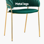 Artiss Dining Chairs Set of 2 Velvet Hollow Armchair Green DINING-B-C04-VEL-GNX2