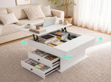 Artiss Lift Top Coffee Table Centre Table with Rotating Top Hidden Storage White FUR-AC-COF-01-WH