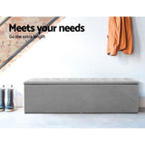 Artiss Storage Ottoman Blanket Box 140cm Linen Grey OTM-L140-GY-AB