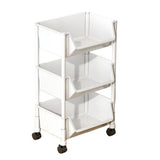 Multi Layer Movable Storage Rack with Wheels 3-Tier Plastic Organizer Shelf for Kitchen, Bathroom, V1366-AZ2-W-15976