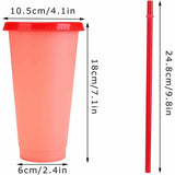 Color Changing Cups Tumblers with Lids & Straws - 5 Pack 24oz Reusable Plastic Cold Water Tumblers V1192-AZ-W-18142