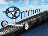 Aqua Buddy Pool Cover 600 Micron 9.5x5m w/ Blue Roller 5.55m Black Solar Blanket PC-95X50-L-BK-BL-ROLLER-BU