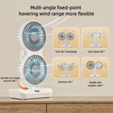 Dual-Head Auto-Oscillating Desktop Fan for Office & Bedroom, USB Rechargeable Portable Cooling with V1107-CS-SMYTFS