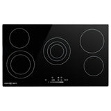 EuroChef 90cm 5 Zone Ceramic Cooktop, 8900W Electric, FlexiZone Adjustable Size Hobs, Touch Controls V219-COKCCTEC951A