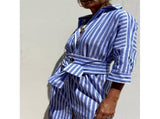 Women'S Shirt Dress Casual Lapel 3/4 Sleeve Button-Down Collar Slit Tie Resort Maxi Dress Brown M V1370-AZ4-10412