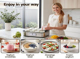 Devanti Yoghurt Maker Machine with 12x180ml Glass Cups Temp Control Grey YMK-12X6OZ-GR