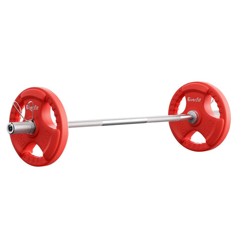 Everfit Barbells Set 36kg 120cm Dumbbell Barbell Plate Weight Lifting Home Gym Red Lifting FIT-K-DB-SET-36KG