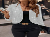 Sparkly Women'S Jacket Sheer Jacket Women'S Outerwear Fashion Jacket Glamorous - Red - Size M V1106-948-62541-RED-M