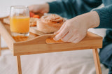 2 x Bamboo Bed Table Breakfast/Snack Serving Tray with Foldable Legs V915-HO0069X2