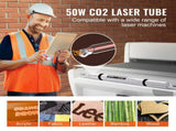 Laser Tube, 50W CO2 Laser Tube for Laser Engraver and Cutter Machine, 850 mm Length, 50 mm Diameter, V952-CO2JGG50W00025GL9V9