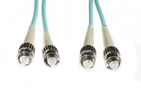 10m ST-ST OM4 Multimode Fibre Optic Cable: Aqua FL.OM4STST10M