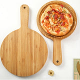 SOGA 2X 7 inch Blonde Round Premium Wooden Serving Tray Board Paddle with Handle Home Decor WODE502X2