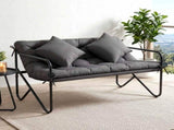 Gardeon Garden Bench 2 Seater Outdoor Bench Metal with Cushion 118cm Black GB-TEX-CUSHION-BK