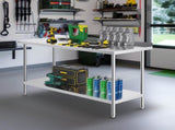 24 x 60 x 36 Inch Stainless Steel Work Table, Commercial Food Prep Worktable Heavy Duty Prep V952-CFBXGGZTLCWJ81648V0