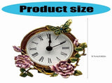 Vintage Mini Table Clock Quiet Analog Design Handpainted Metal Floral Butterfly Body Desk Clock for V1369-AZ3-W-13809