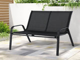 Gardeon Garden Bench Seat Steel Outdoor Patio Park Lounge Backyard Chair Black GB-STA-BENCH-BK