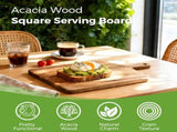 Acacia Wood Cutting Board with Handle, Wooden Chopping Board for Meat, Cheese, Bread & Vegetables, V1258-DP02-C-598