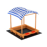 Keezi Kids Sandpit Wooden Sandbox Sand Pit with Canopy Water Basin Toys 146cm SAND-CANOPY-WATER-149