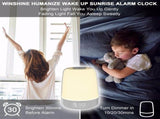 Wake Up Night Light with Sunrise Simulation Alarm Clock, 3 Ways Dimmable Warm White Bedside Lamp for V1192-AZ-W-14184