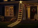 Jingle Jollys Christmas Ladder Lights Santa 3.4m 328LED Hanging Decor Warm White XMAS-MOT-D-LADDER-GD