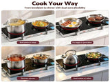 Devanti Portable Ceramic Cooktop Dual Burner Electric Hot Plate 2800W Black CCT-B-SD-2B-2Z-TOUCH-BK