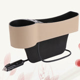 Masteelf Car Seat Gap Storage Box 1Set Beige Leather with Car Seat Slide Filler for Drivers V1189-LWWAL-20260327-03584
