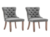 AADEN Modern Elegant Button-Tufted Upholstered Fabric with Studs Trim and Wooden legs Dining Side V226-SW6801GY