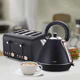 Pronti 4 Slice Toaster Rose Trim Collection - Black TSR-4SL-GST-BK