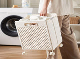 Foldable Laundry Basket with Wheels - Portable Rolling Hamper for Home Use 33*28*48cm White V888-ELOSUNG10920