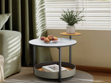 Luxury Marble Top End Table Microfiber Leather Accent Bedside Table Living Room V767-CJ-X122