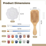 8PCS DIY Wooden Hairbrush Painting Kits, Hand-Painted Hair Brush with Paints, Brushes & Palette, V1369-AZ3-W-08786