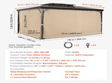 Gazebo Curtains Outdoor, 12' x 10' x 7.3' Gazebos, 4-Panel Sidewall Gazebo Privacy Curtains with V952-SMLTCL12FT10QF3IIV0
