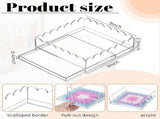 Acrylic Scalloped Tray 9x9inch Large Clear Acrylic Tray with Drawer for Insert Photos, Art, and V1370-AZ4-10347