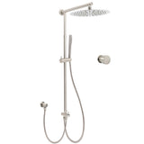 Brushed Nickel 12" Large Rain Head Twin Shower Handheld Rose Sliding Rail Arm Set With Mixer V1233-SC842BSSS019CBNKSR112NKC1292BN