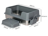 Pawz Stainless Steel Cat Litter Box Large Semi-Enclosed Easy Cleaning Pet Toilet PT1400-GY-AU