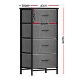 Artiss Chest of 4 Drawers Storage Dresser Tallboy Grey DIY-CDR-4D-GY