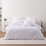 Bianca Cosmo White Soft Chenille Geometric Quilt Cover Set Double V442-BCA-QUILTCS-COSMO-WHITE-DS