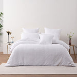 Bianca Cosmo White Soft Chenille Geometric Quilt Cover Set Queen V442-BCA-QUILTCS-COSMO-WHITE-QS