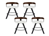 4x Artiss Bar Stools Swivel Kitchen Chairs Metal Legs Bentwood Counter White PU BA-TW-W0100-WHX4