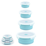 Collapsible Food Storage Container with Lid Silicone Bento Lunch Boxes 4 Pack Outdoor Picnic Box V1294-YM0901-H26874BL