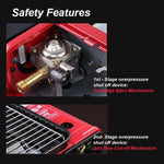 Portable Gas Stove Burner Butane BBQ Camping Gas Cooker With Non Stick Plate Red with Fish Pan and V255-JYT-001-RD