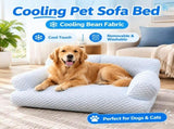 Cooling Pet Sofa Bed for Cats and Dogs, Breathable Ice Silk Bean Fabric with Supportive Edges, V1341-ZY-STKQHWSM-LIGHTGREEN-2XL