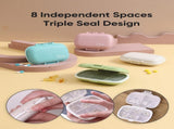 4PS 8 Compartments Travel Pill, Pocket Pharmacy for Purse Daily Box Portable Medicine V1259-DP01-A-4619