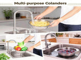 3PCS Stainless Steel , 6.7" 7.5" 9.1" Nesting Strainers, Fast Draining Perforated Bowls with Wide V1369-AZ3-W-08738