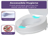 EQUIPMED Raised Over Toilet Seat, 10cm Riser, 125kg Capacity, Raiser with Lid, White V219-HELSBSEQTS7A