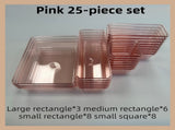 25PCS Pink Transparent Stackable Organizer Set - 4-Size Versatile Desktop & Drawer Divider V888-ELOSUNG45735