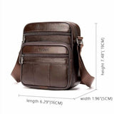 Cowhide Leather Messenger Bag For Men Travel Shoulder Crossbody Bag Waterproof Casual Sling Business V1369-AZ3-W-22283