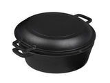 Toque 5.84L Double Dutch Oven 2 in 1 Cast Iron Pan KT1026-AU