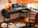 80cm Study Desk Home Office Computer Desk with 2 Fabric Drawers Side Pocket and Hook Modern Small V985-STUDYDESK
