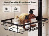 Artiss Tension Pole Shower Caddy Steel Corner Bathroom Shelf Black BSR-B-6T-CN-BK